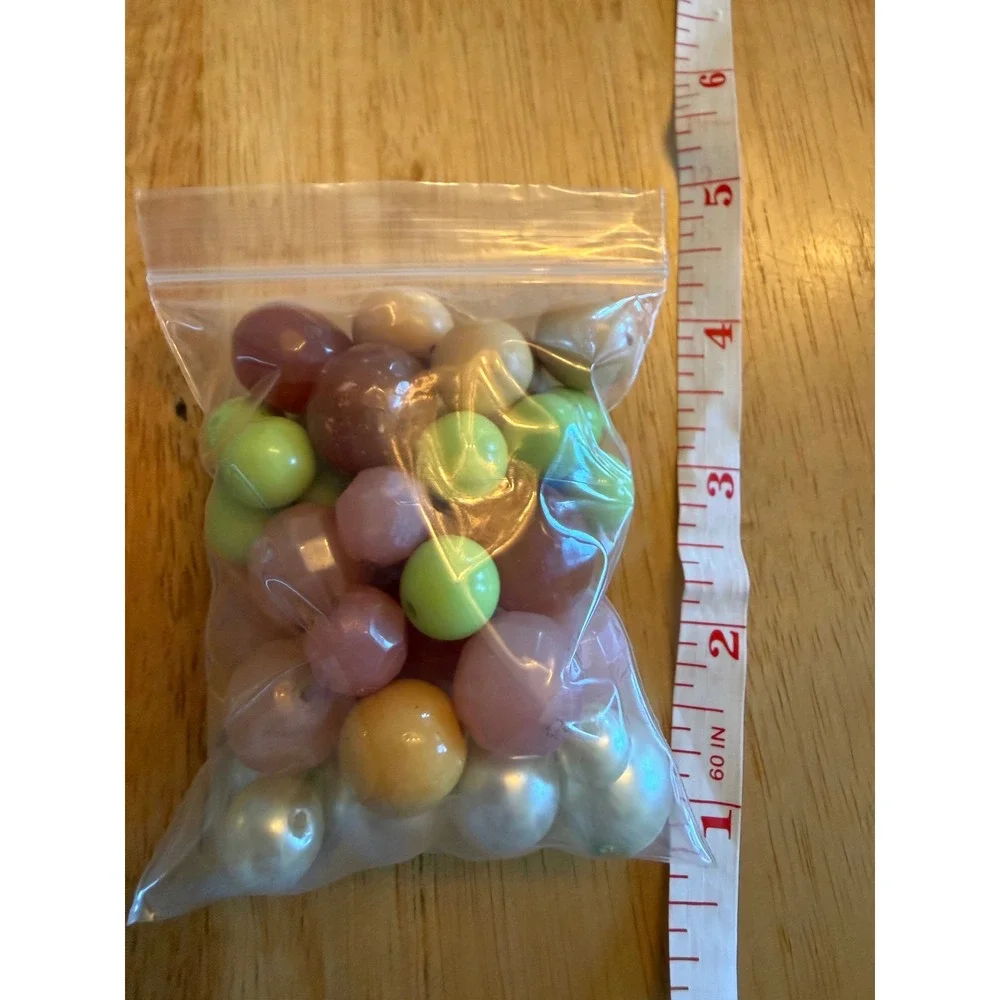 Mixed Pastel Acrylic Plastic Beads Lot Loose Faux Pearl Faceted Craft Jewelry